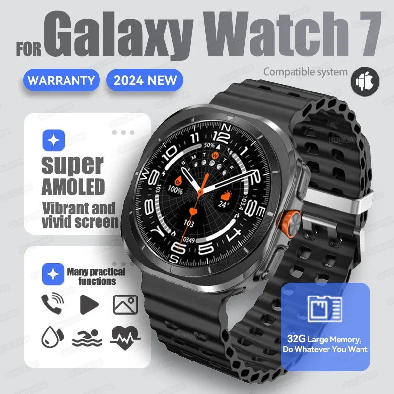 For Samsung New Sapphire Screen Galaxy Watch 7 Ultra Smart Watch Men's 32GB Memory NFC Bluetooth Call IP68 Waterproof Smartwatch