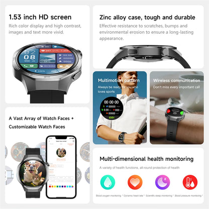 For Huawei Xiaomi GPS NFC Smart Watch Men GT5 Pro AMOLED HD Screen Heart Rate Bluetooth Call IP68 Waterproof SmartWatch 2025 New