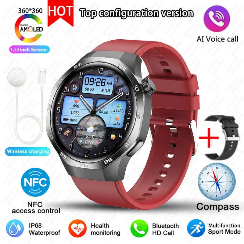 For Huawei Xiaomi GPS NFC Smart Watch Men GT5 Pro AMOLED HD Screen Heart Rate Bluetooth Call IP68 Waterproof SmartWatch 2025 New