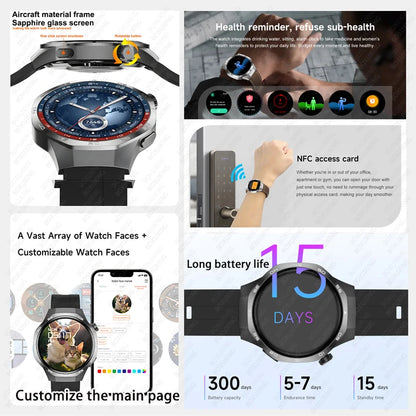 For Huawei Xiaomi GPS NFC Smart Watch Men GT5 Pro AMOLED HD Screen Heart Rate Bluetooth Call IP68 Waterproof SmartWatch 2025 New