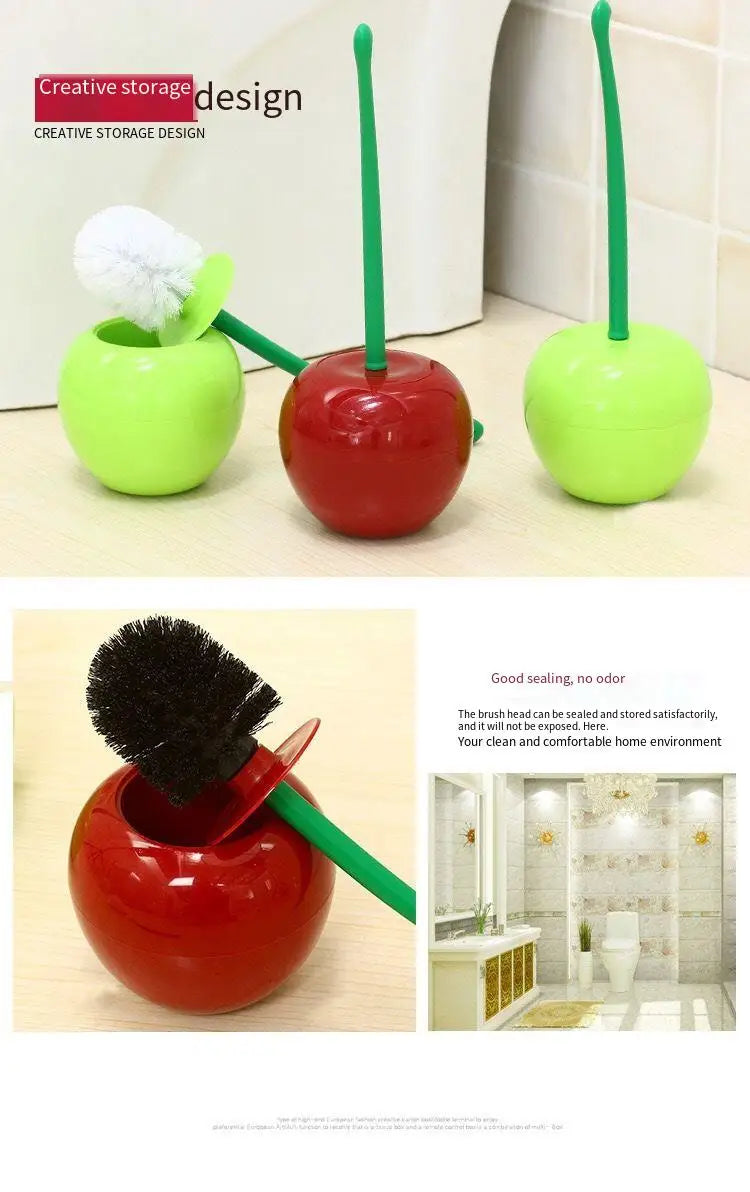 Red Toilet brush toilet holder bathroom accessories Creative Lovely Cherry Shape Lavatory Brush Toilet Brush Holder Set