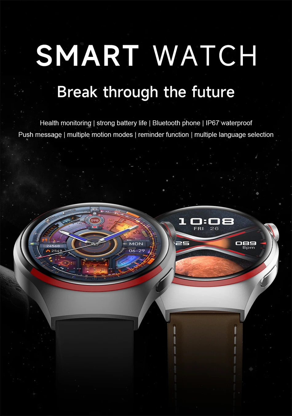 New Watch 4 Pro Space Exploration Edition Man Smart Watch HD Bluetooth Call GPS NFC Heart Rate 100+ Sports SmartWatch For HUAWEI