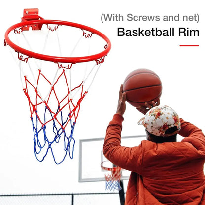 32cm Steel Hanging Basketball Wall Basketball Rim With Screws Mounted Goal Hoop Rim Net Sports Netting Indoor Outdoor