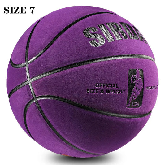 Basketball Size 7 Soft Microfiber Wear-Resistant Anti-Slip Waterproof Outdoor & Indoor Professional Basketball Ball Purple