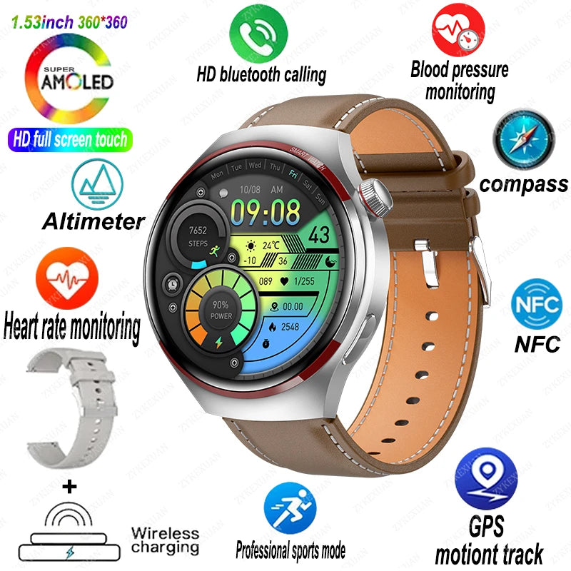 New Watch 4 Pro Space Exploration Edition Man Smart Watch HD Bluetooth Call GPS NFC Heart Rate 100+ Sports SmartWatch For HUAWEI