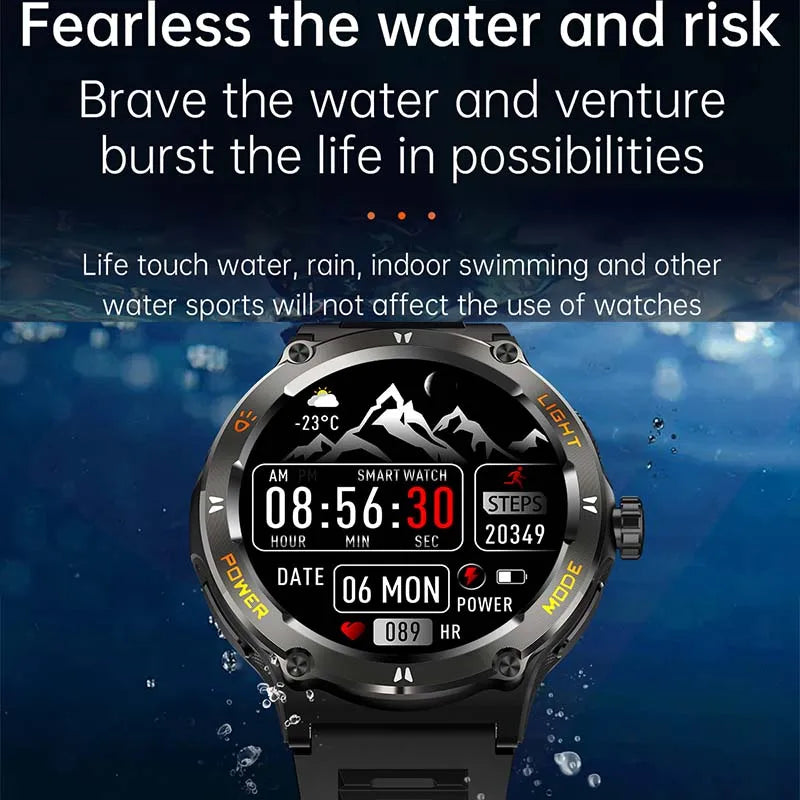 2024 New For Huawei Xiaomi AMOLED Smart Watch Men Rugged Military Bluetooth Call GPS Track 500Mah 3ATM Waterproof Smartwatch