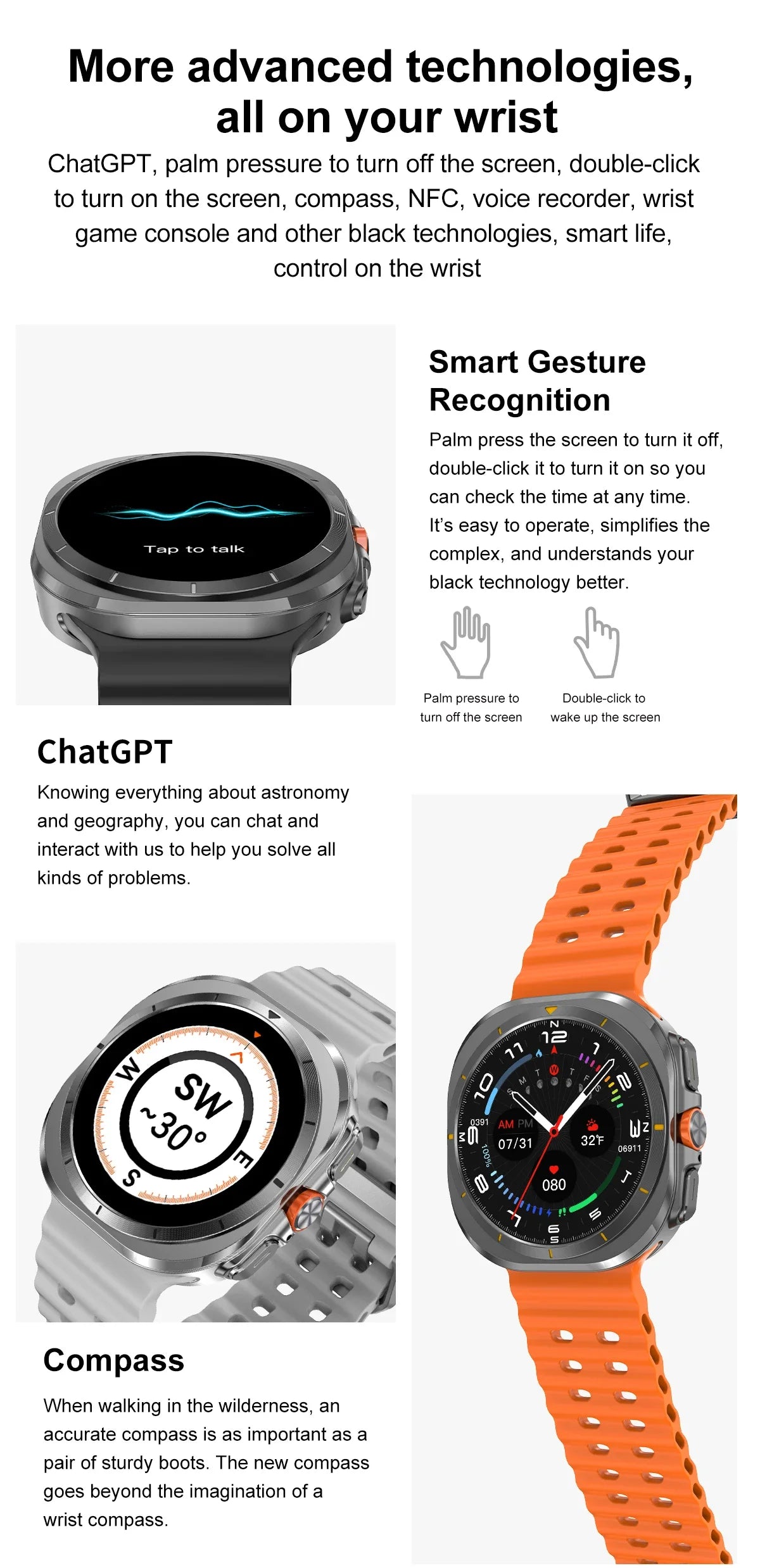 For Samsung New Sapphire Screen Galaxy Watch 7 Ultra Smart Watch Men's 32GB Memory NFC Bluetooth Call IP68 Waterproof Smartwatch