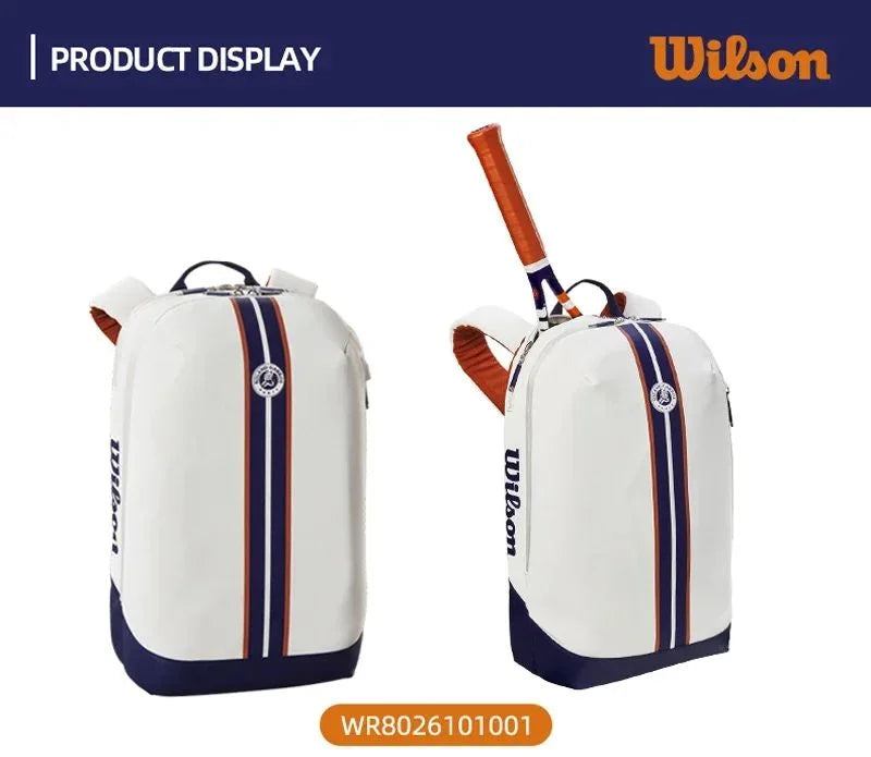 Wilson Super Tour Roland Garos 2023 Tennis Racket Bag Large Capacity Unisex Racket Backpack with Partial Racquet Compartment