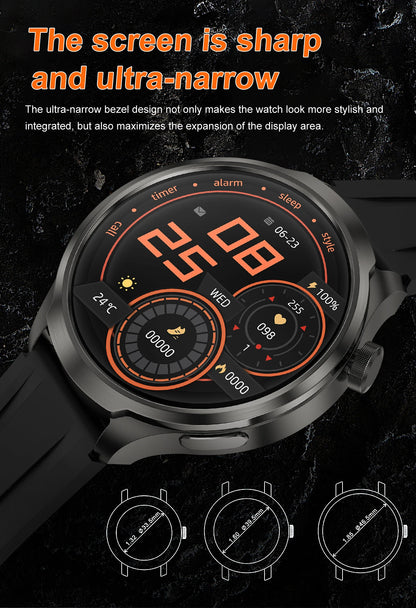 2024 For XIAOMI Android New 1.85 Inch HD Bluetooth Call Smart Watch Men Sports Fitness GPS NFC Heart Monitor Compass Smartwatch