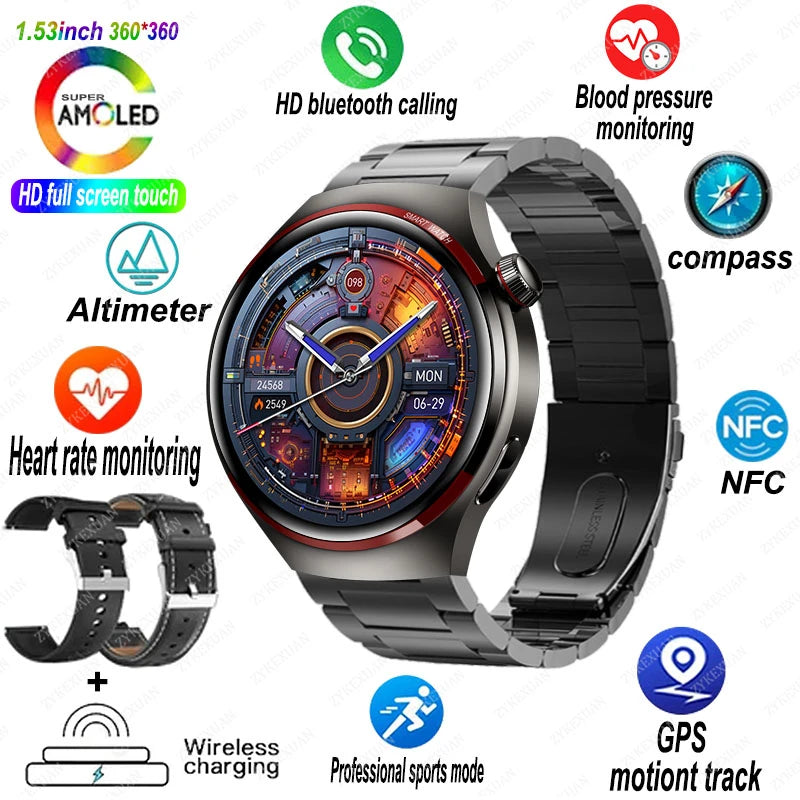 New Watch 4 Pro Space Exploration Edition Man Smart Watch HD Bluetooth Call GPS NFC Heart Rate 100+ Sports SmartWatch For HUAWEI