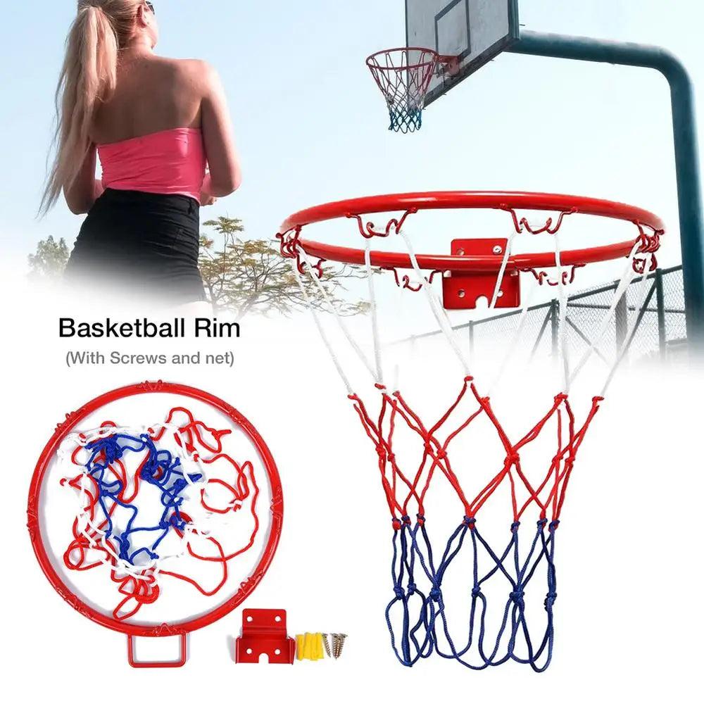 32cm Steel Hanging Basketball Wall Basketball Rim With Screws Mounted Goal Hoop Rim Net Sports Netting Indoor Outdoor