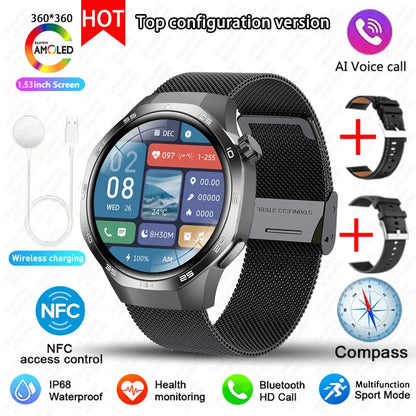 For Huawei Xiaomi GPS NFC Smart Watch Men GT5 Pro AMOLED HD Screen Heart Rate Bluetooth Call IP68 Waterproof SmartWatch 2025 New