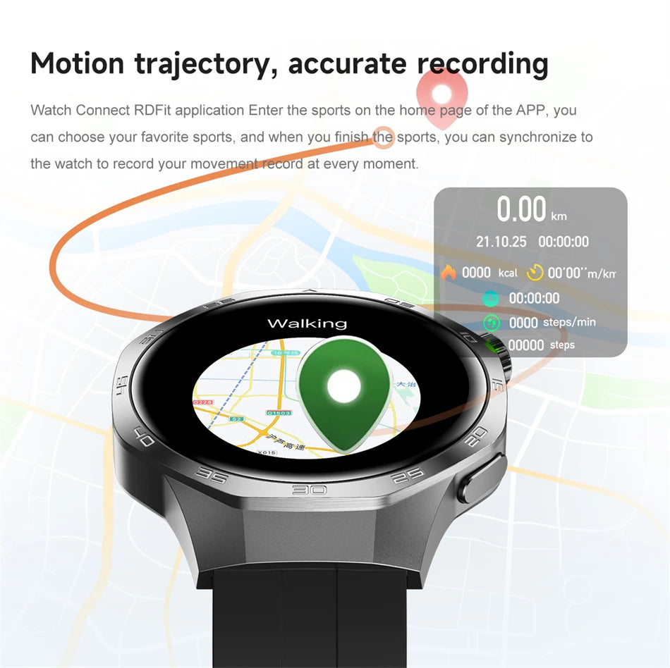 For Huawei Xiaomi GPS NFC Smart Watch Men GT5 Pro AMOLED HD Screen Heart Rate Bluetooth Call IP68 Waterproof SmartWatch 2025 New