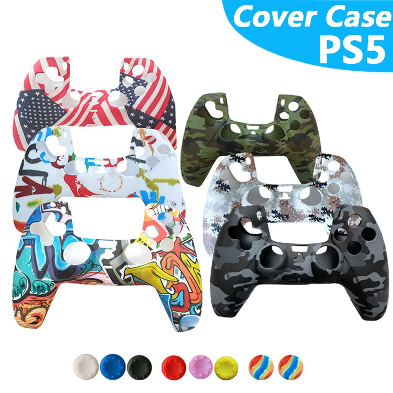 Strange PS5 Controller Case for Sony Playstation 5 Handle Silicone Cover Case Camouflage Protective Case