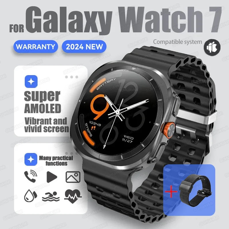 For Samsung New Sapphire Screen Galaxy Watch 7 Ultra Smart Watch Men's 32GB Memory NFC Bluetooth Call IP68 Waterproof Smartwatch