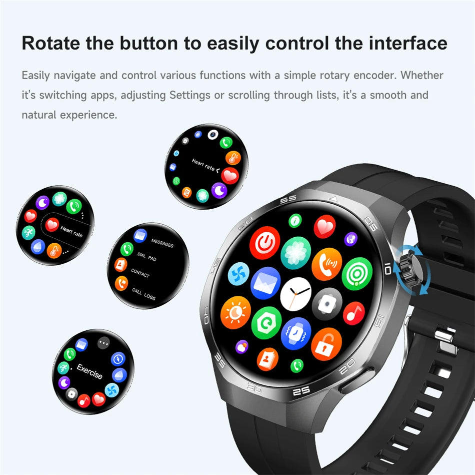 For Huawei Xiaomi GPS NFC Smart Watch Men GT5 Pro AMOLED HD Screen Heart Rate Bluetooth Call IP68 Waterproof SmartWatch 2025 New