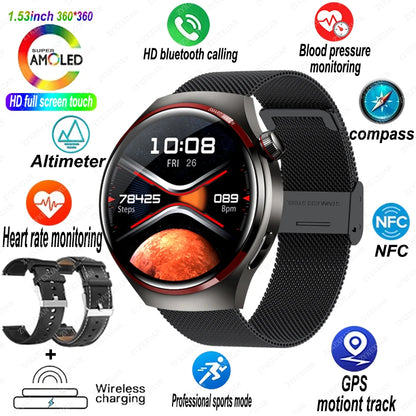 New Watch 4 Pro Space Exploration Edition Man Smart Watch HD Bluetooth Call GPS NFC Heart Rate 100+ Sports SmartWatch For HUAWEI